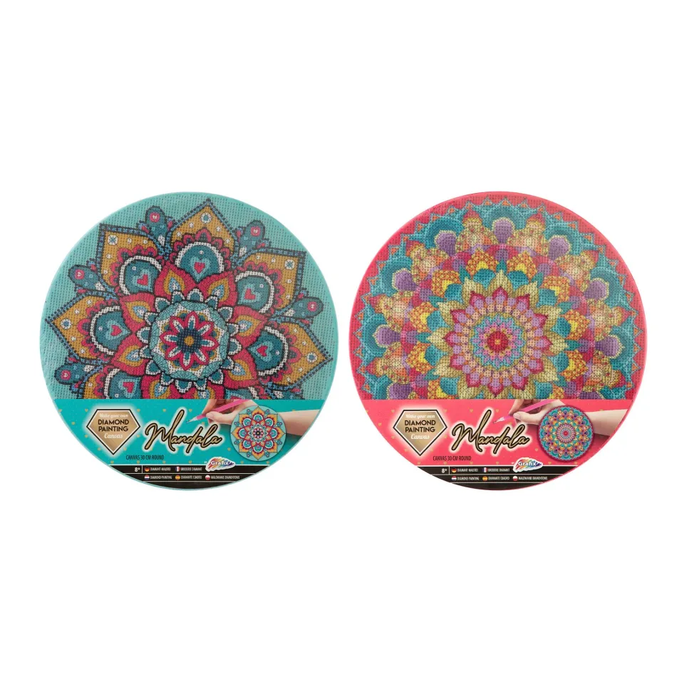 Pânză pentru pictură cu mărgele Moxy Mandala, rotundă, asortată, 24 buc.