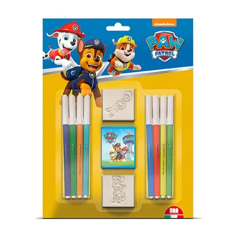 Multiprint Set Paw Patrol, pentru băieți, cu 2 ștampile și 8 markere