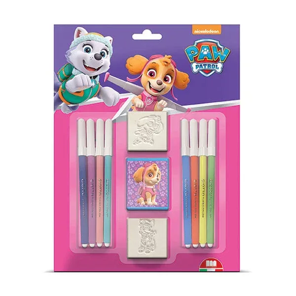 Multiprint Set PAW Patrol, pentru fete, cu 2 ștampile și 8 markere
