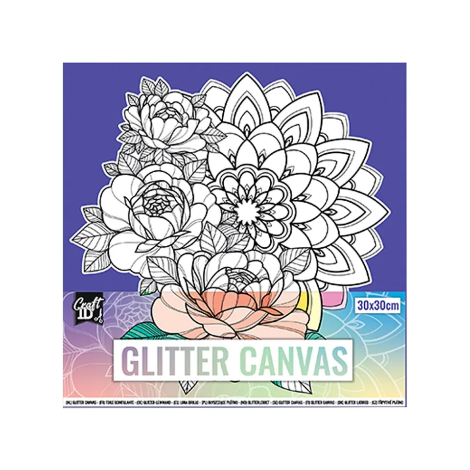Craft ID Pânză de colorat cu sclipici Floare, 30 x 30 cm