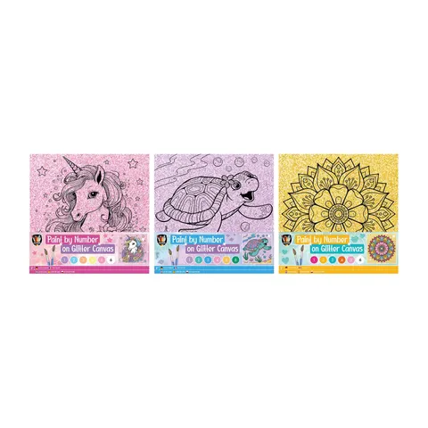 Moxy Pânză pentru colorat pe numere, 25 x 25 cm, asortat, pachet de 48