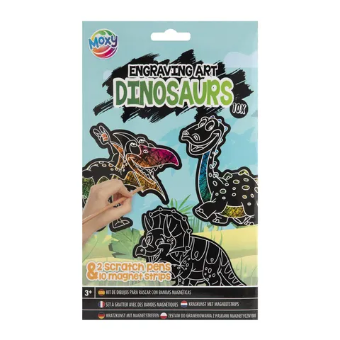 Moxy Magneți cu răzuire Dinozauri, 10 buc.
