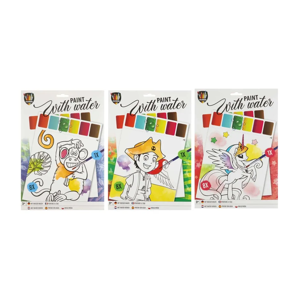 Moxy Set de desen cu apă, A4, 8 coli, asortat, pachet de 48