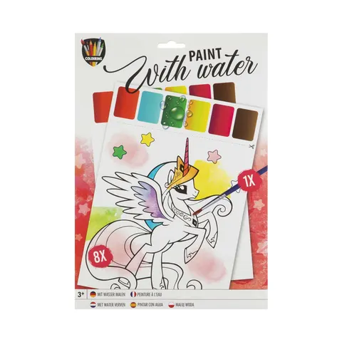 Moxy Set de desen cu apă Unicorn, A4, 8 coli