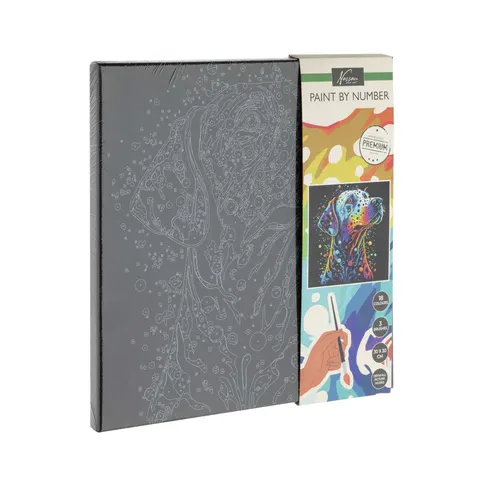 Moxy Set de pictat după numere Câine, pe pânză neagră, 30 x 30 cm