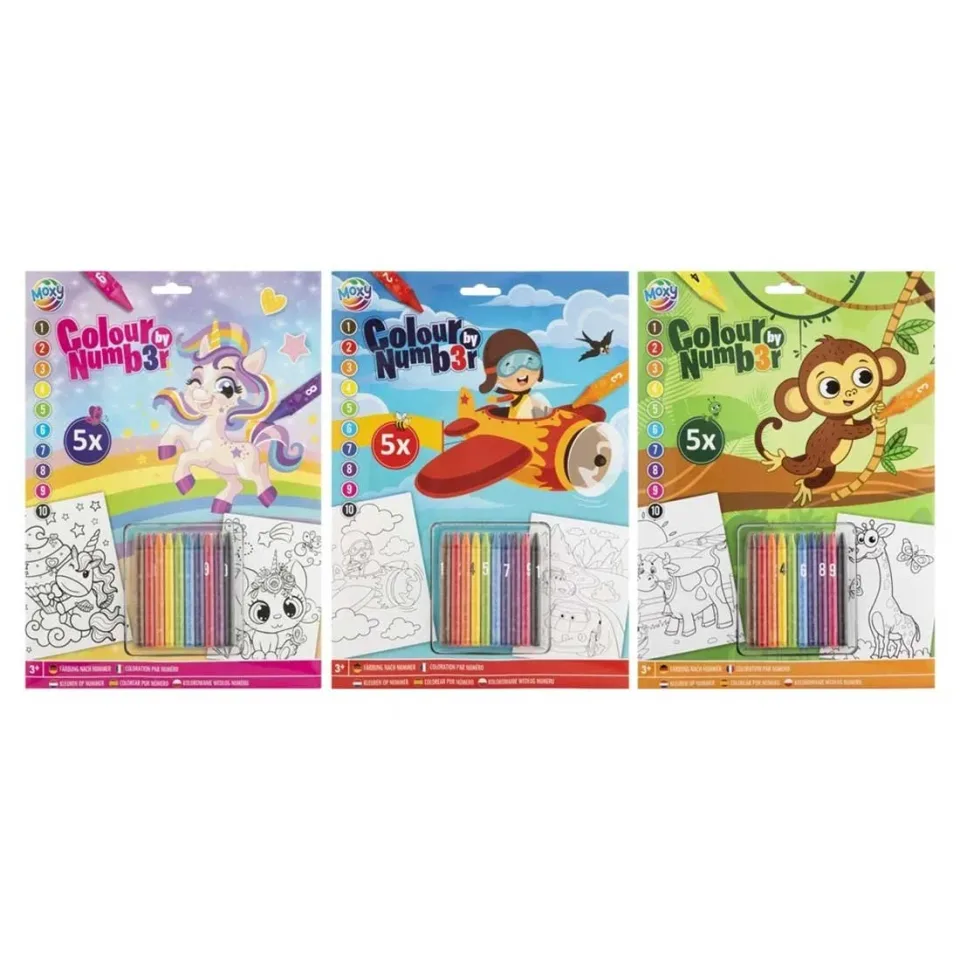 Moxy Pictură după numere, A4, cu pasteluri incluse, asortat, 24 buc.