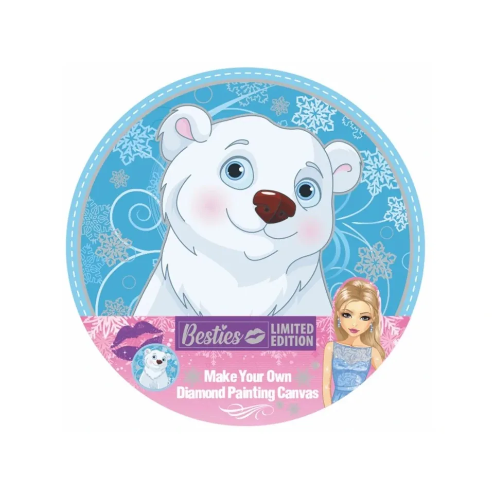 Moxy Pânză de pictură cu mărgele Besties – Urs, rotundă, 30 cm