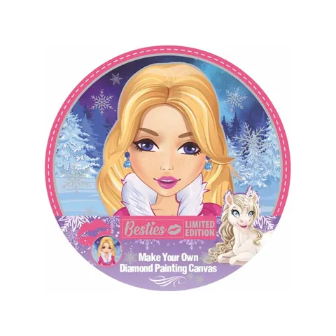 Moxy Pânză de pictură cu mărgele Besties - Fetiță, rotundă, 30 cm