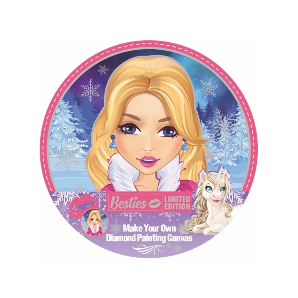 Moxy Pânză de pictură cu mărgele Besties - Fetiță, rotundă, 30 cm