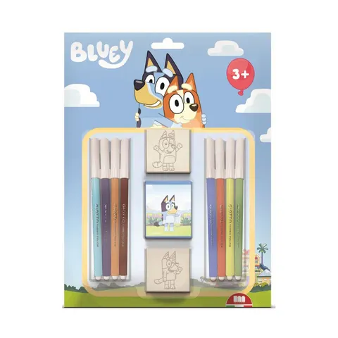 Multiprint Set Bluey, cu 2 ștampile și 8 markere