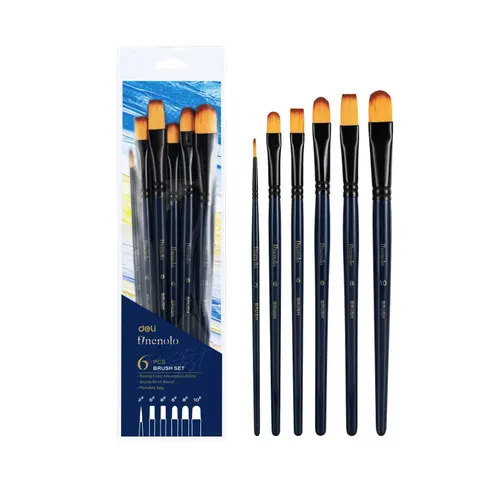Deli Pensule pentru culori acrilice Finenolo, blister 6 buc.