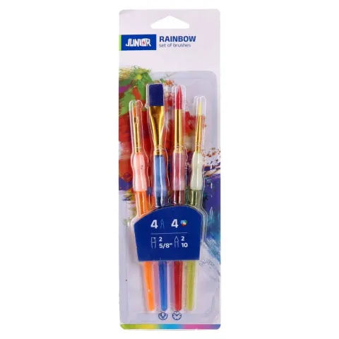 Set de pensule Junior Syntip, plate nr. 2 și 5, rotunde nr. 2 și 10, 4 buc.