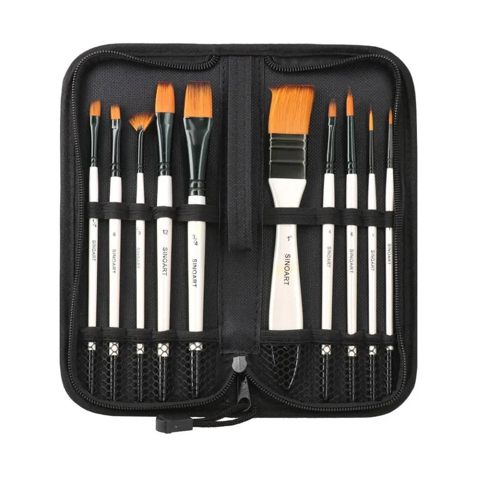Pensule Standart Pop Brush, păr sintetic, în penar, 10 buc.