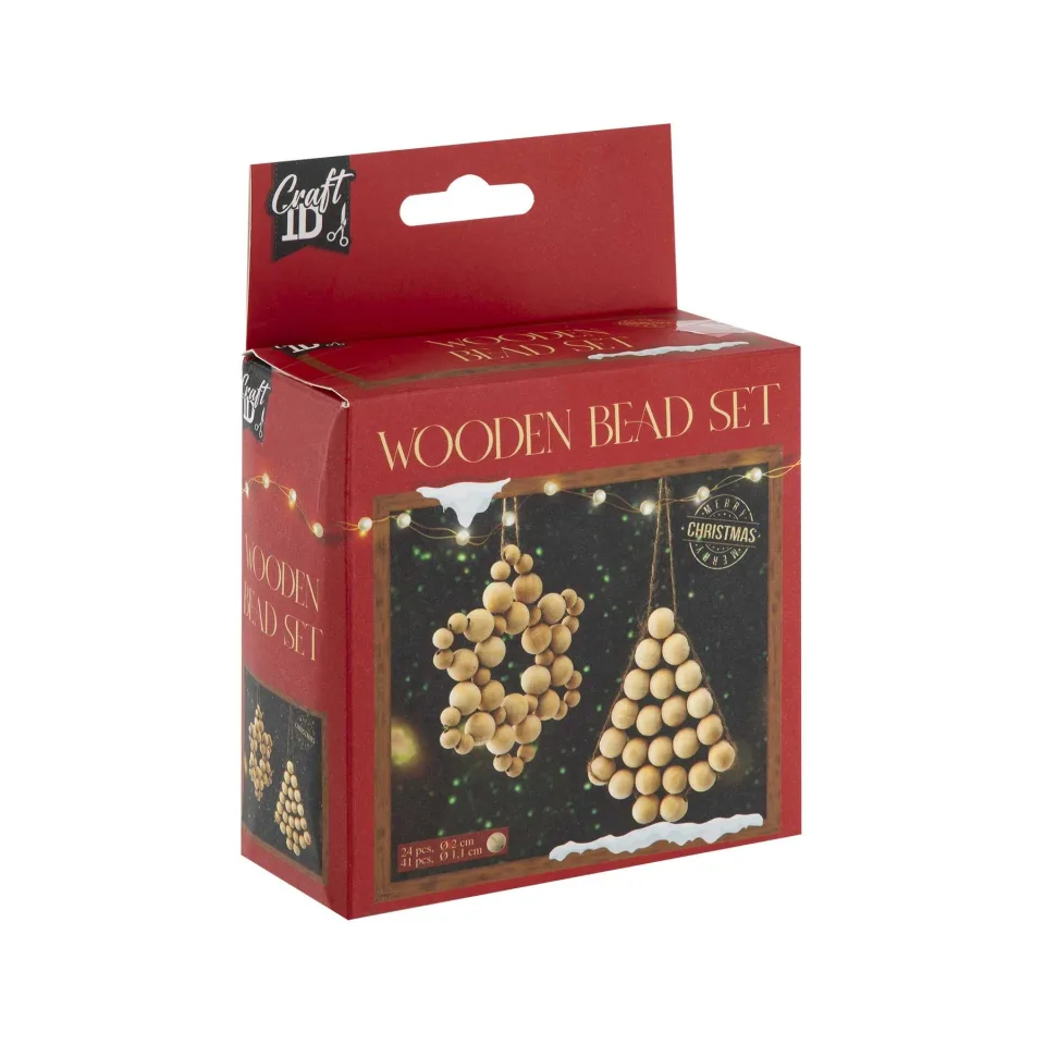 Set de mărgele Craft ID pentru decorațiuni de Crăciun - brad și stea, din lemn