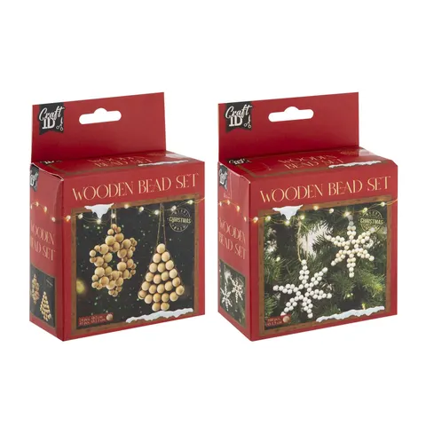 Set de mărgele din lemn Craft ID pentru decorațiuni de Crăciun, asortat, 48 buc.