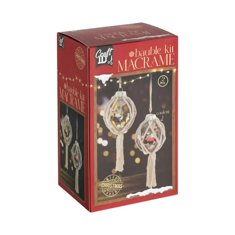 Set de decorațiuni Craft ID – glob de Crăciun cu macrame și confetti, 2 buc.