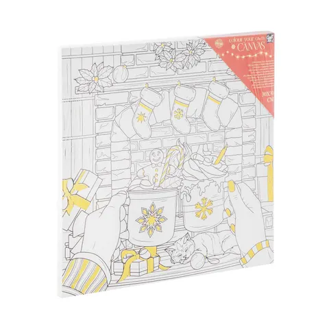 Pânză de colorat Craft ID, motiv băuturi calde, 30 x 30 cm, cu 6 markere