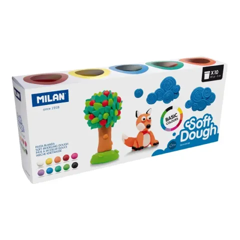 Pastă de modelaj Milan Soft Dough, 85 g, 10 culori