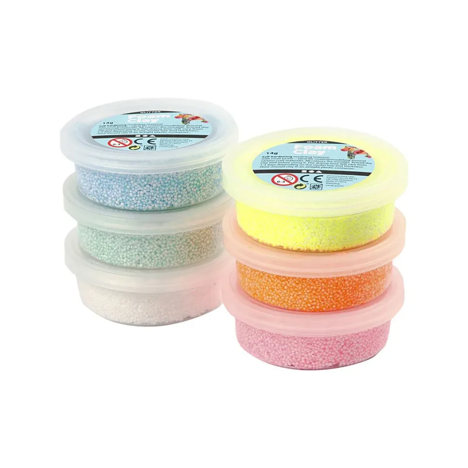 Plastilină Creativ Company, spumă, 6 x 14 g, culori neon