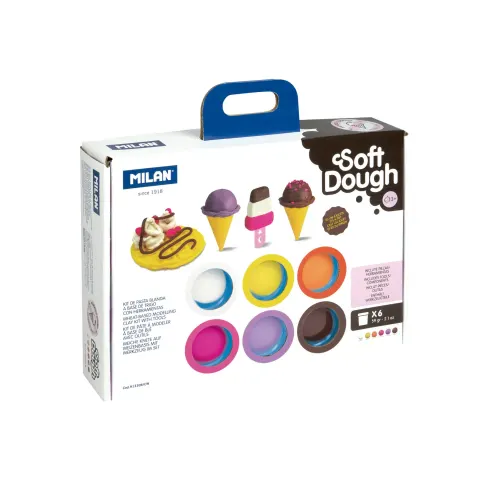 Pastă de modelaj Milan Soft Dough Ice Cream & Waffles, 6 culori