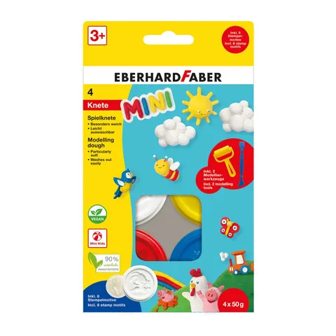 Plastilină de modelaj Eberhard Faber Basic, 4 culori x 50 g