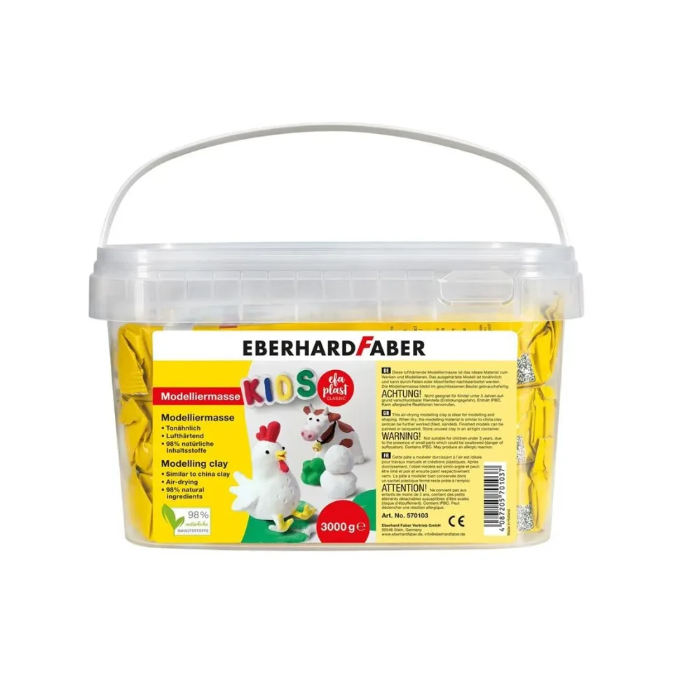 Pastă de modelaj Eberhard Faber Plast Kids, 3 kg, alb