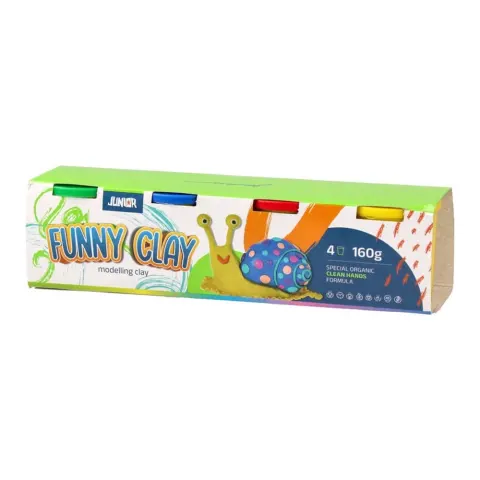 Plastilină Junior Funny Clay, pahare, 160 g, 4 culori