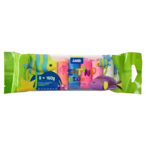 Plastilină Junior Kreatino, 160 g, 8 culori neon