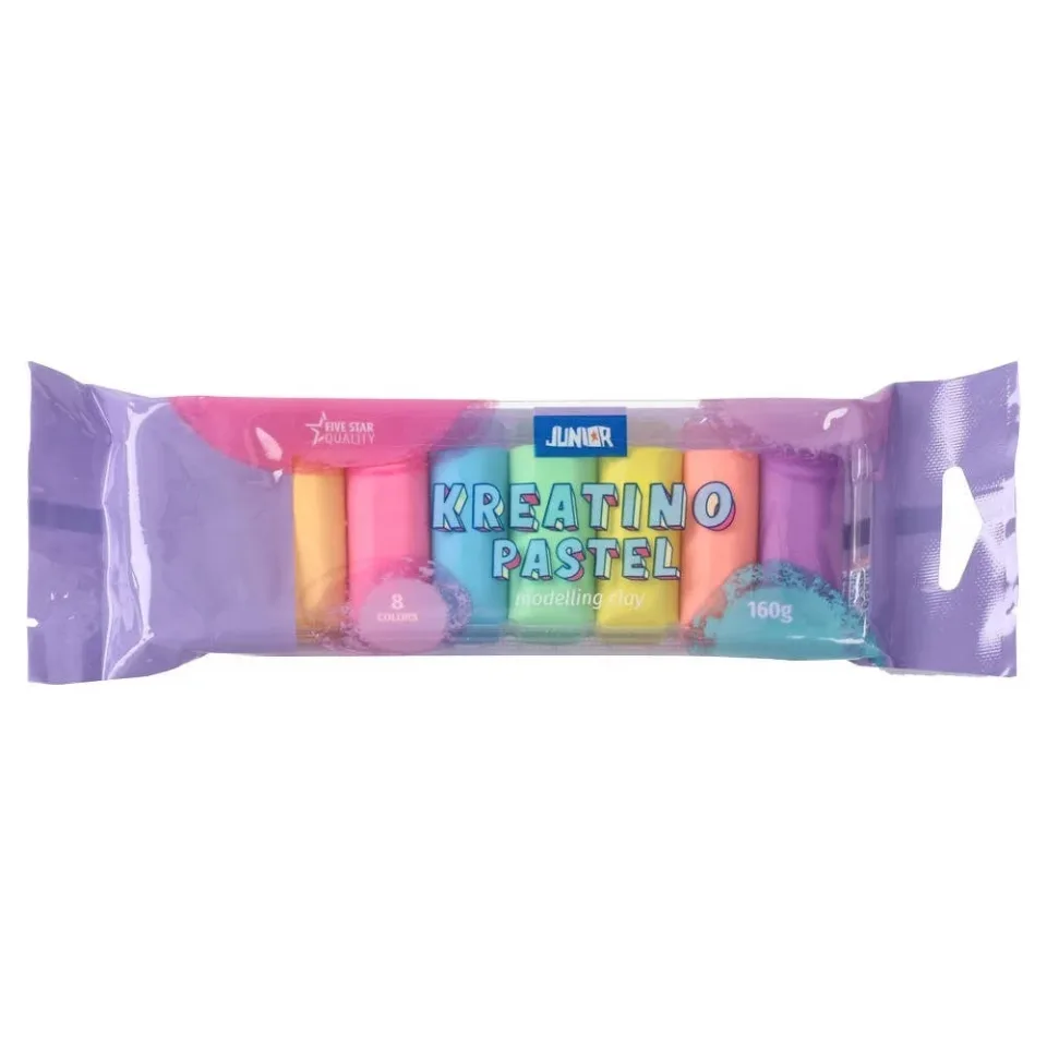Plastilină Junior Kreatino, 160 g, 8 culori pastel
