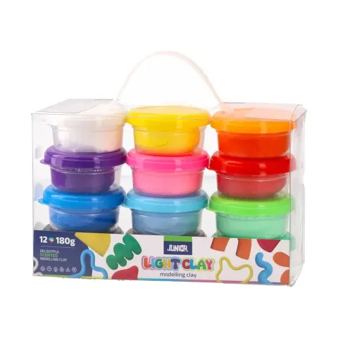 Plastilină Junior Light Clay, super ușoară și parfumată, 180 g, 12 culori