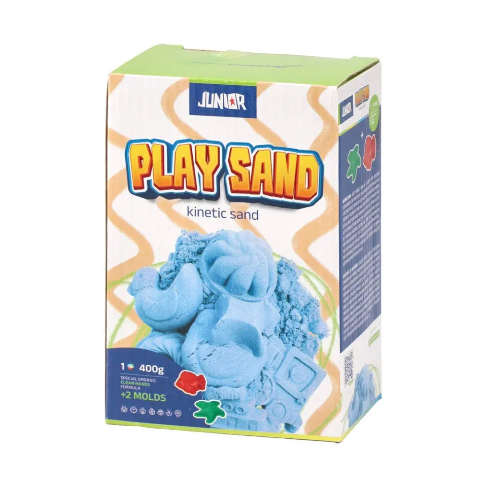 Set nisip kinetic Junior Play Sand Kinetic Sand, cu forme, 400 g, albastru