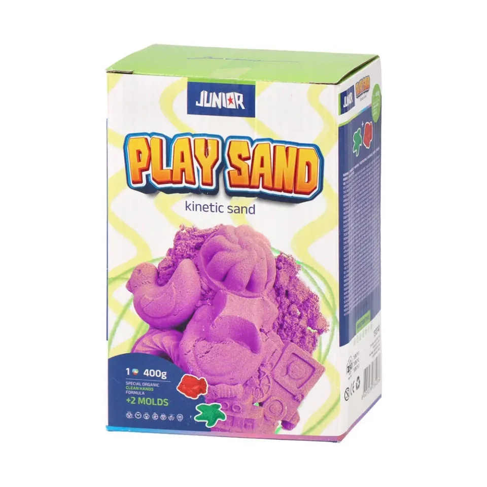 Set nisip kinetic Junior Play Sand Kinetic Sand, cu forme, 400 g, roz