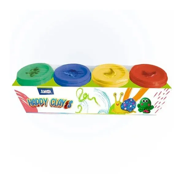 Pastă de modelaj Junior Happy Clay S, 4 culori x 60 g