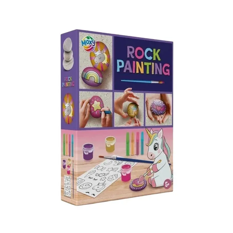 Moxy Set de pictat pietre, 3 bucăți, cu pensulă și vopsele