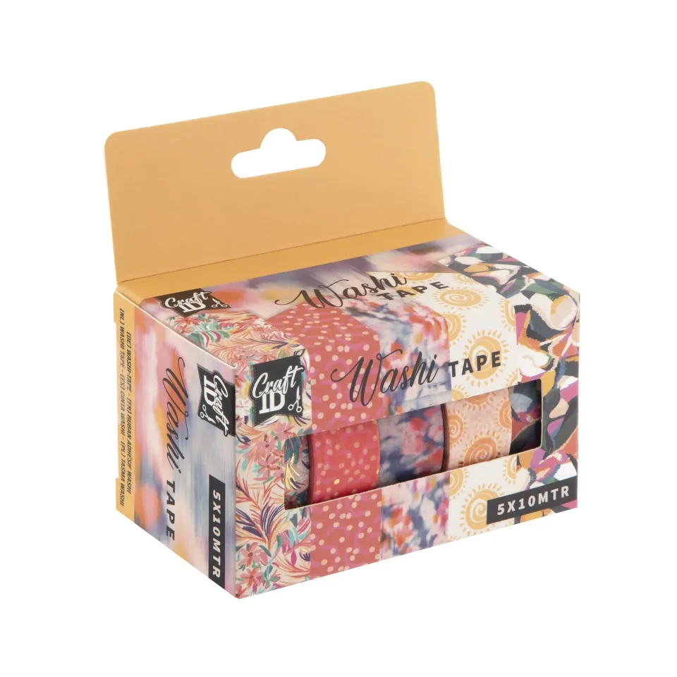 Craft ID Bandă adezivă decorativă, cu model, lățime 15 mm, lungime 10 m, 5 buc., galben
