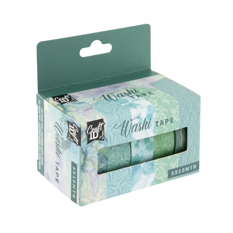 Craft ID Bandă adezivă decorativă, lățime 15 mm, lungime 10 m, 5 buc., verde