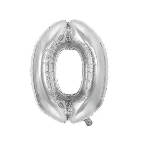 Festa Balon din folie, cifra 0, 81 cm, argintiu