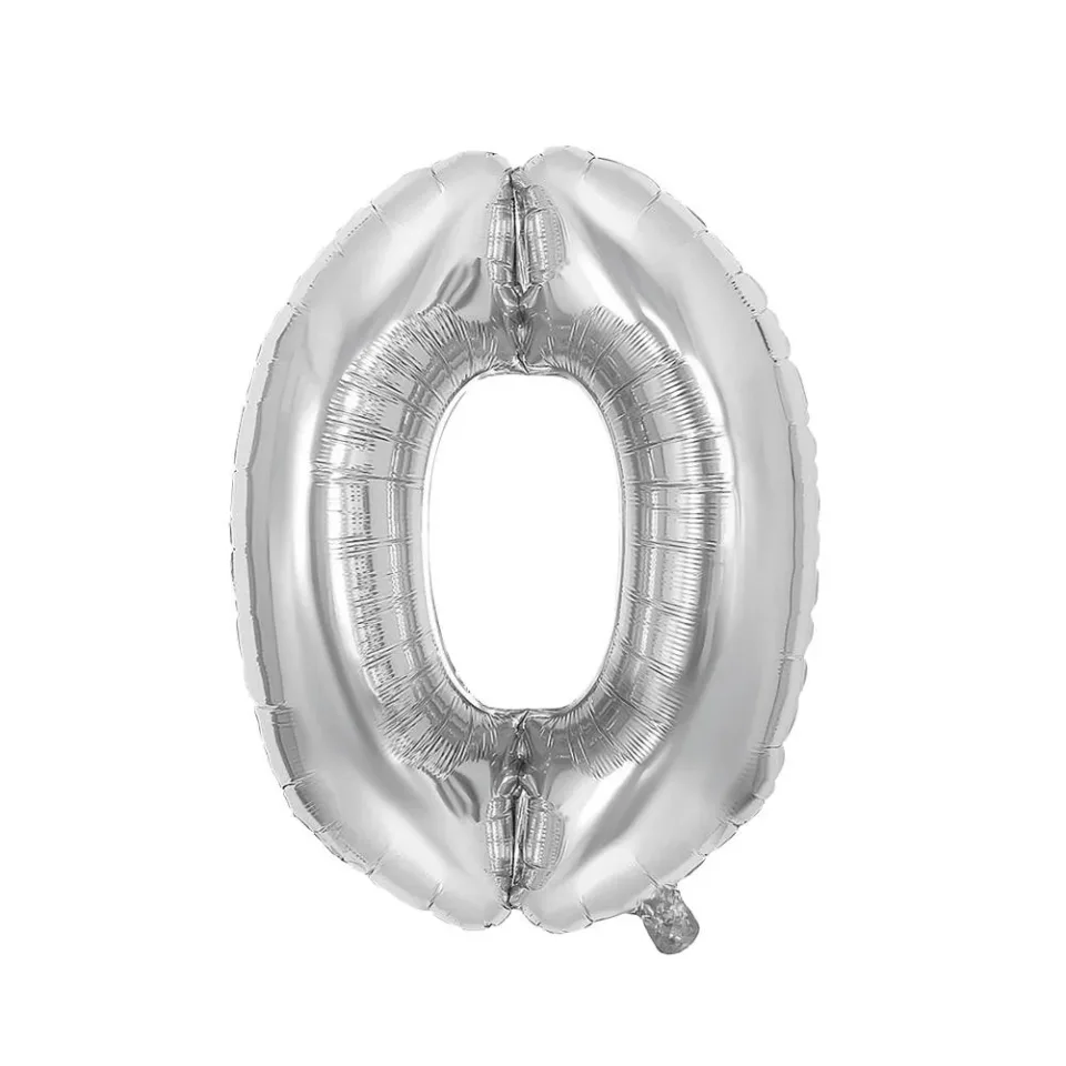 Festa Balon din folie, cifra 0, 81 cm, argintiu