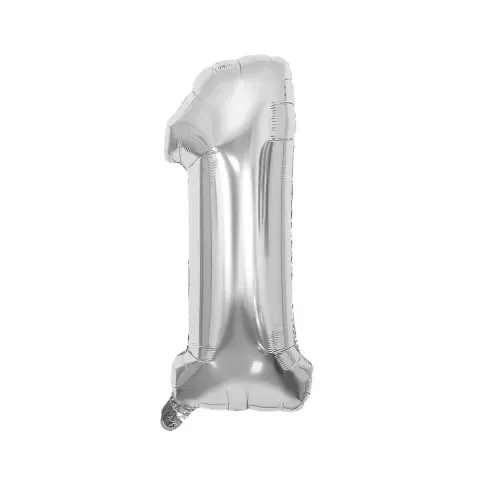 Festa Balon din folie, cifra 1, 81 cm, argintiu