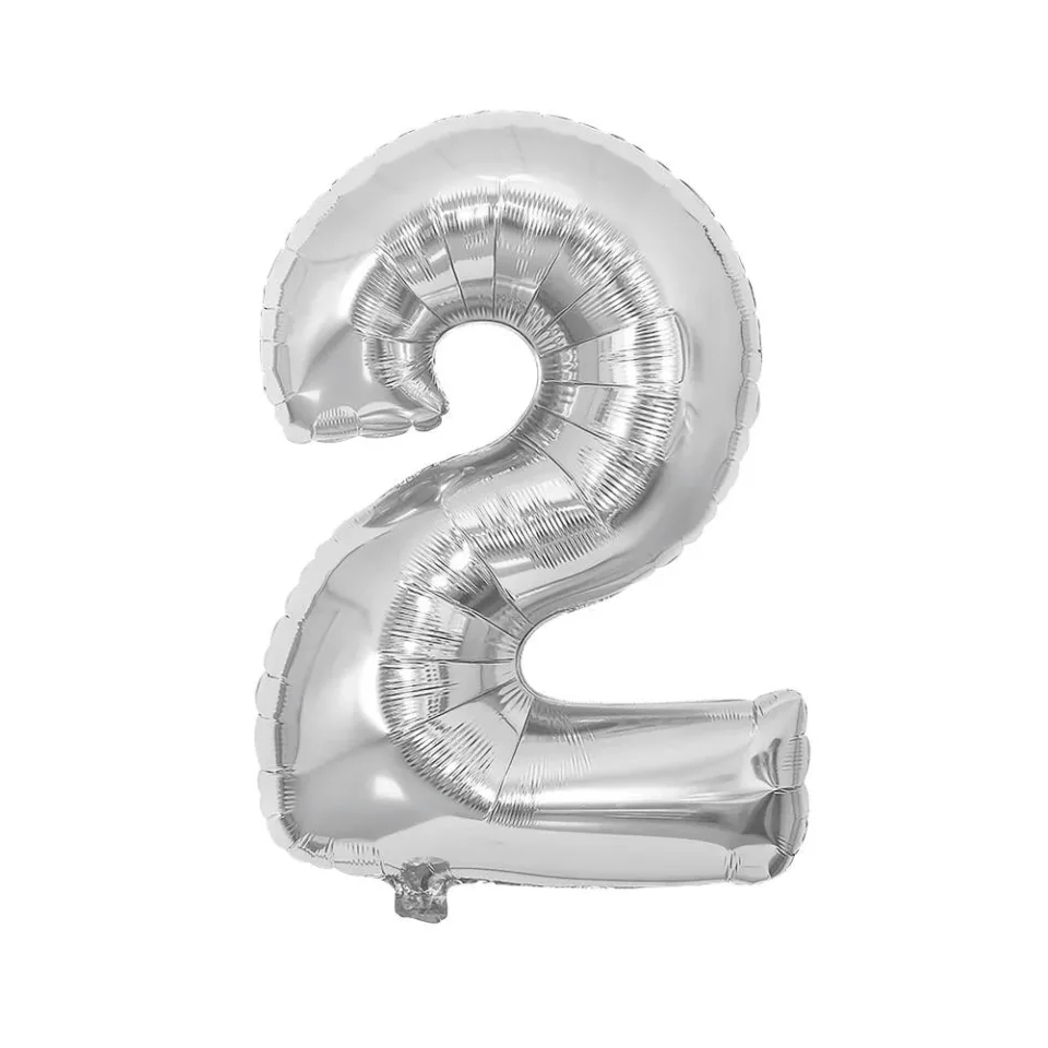 Festa Balon din folie, cifra 2, 81 cm, argintiu