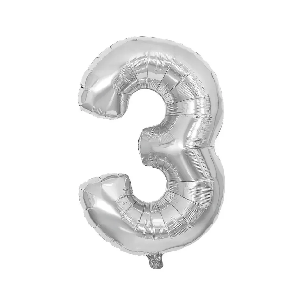 Festa Balon din folie, cifra 3, 81 cm, argintiu