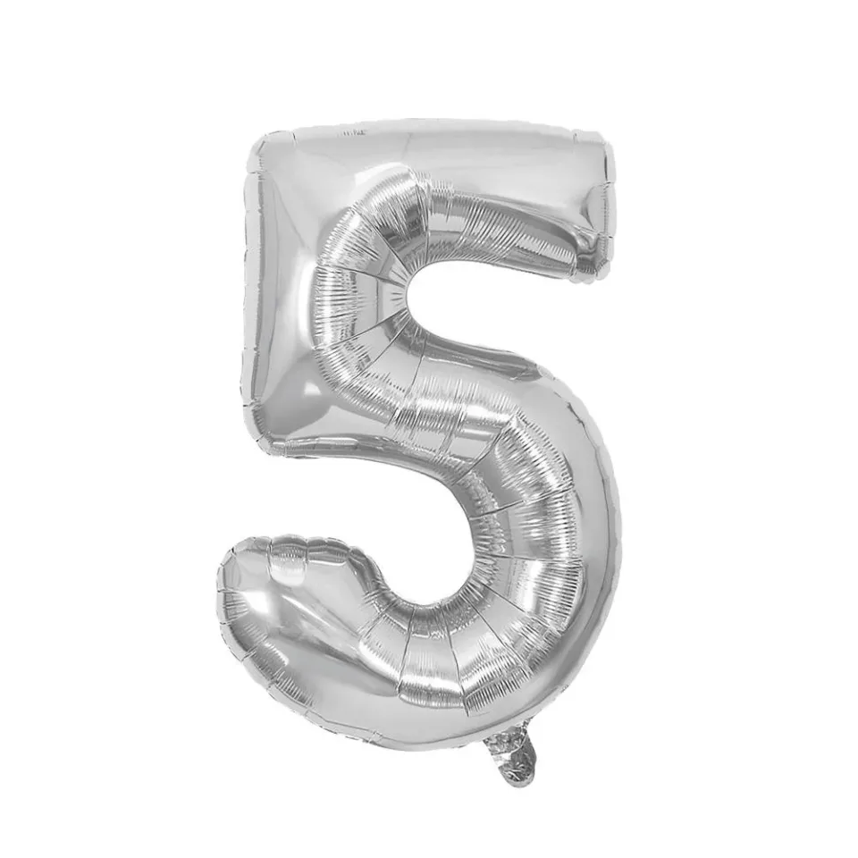 Festa Balon din folie, cifra 5, 81 cm, argintiu