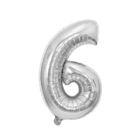 Festa Balon din folie, cifra 6, 81 cm, argintiu