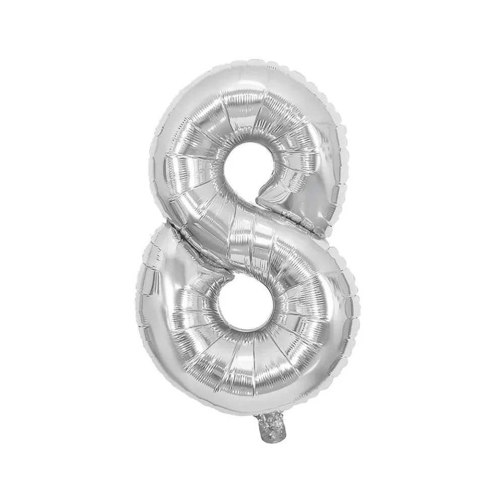 Festa Balon din folie, cifra 8, 81 cm, argintiu