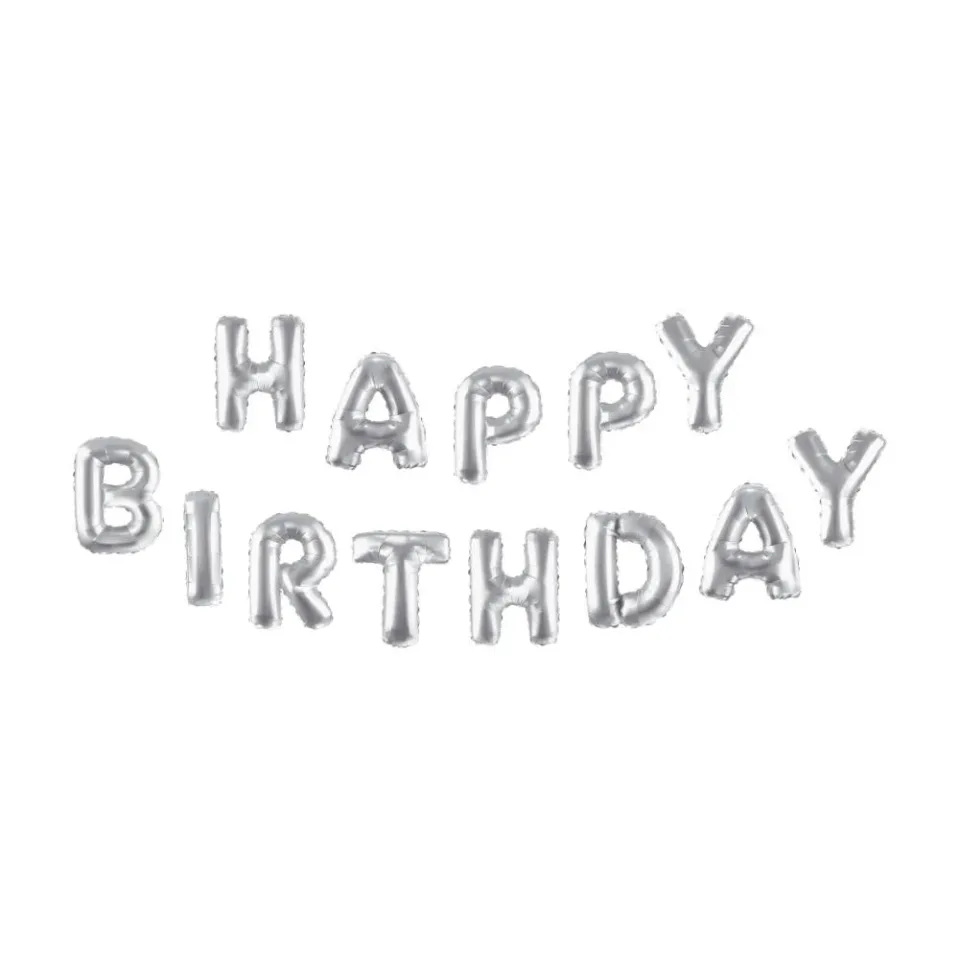 Baloane Festa „Happy Birthday”, argintiu
