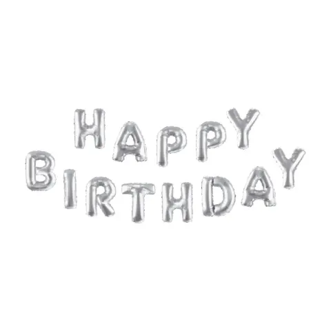 Baloane Festa „Happy Birthday”, argintiu