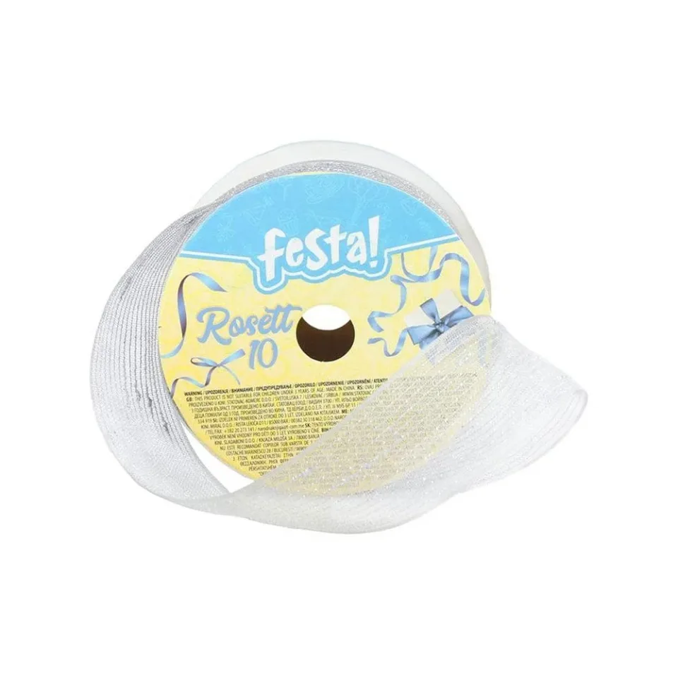 Panglică Festa, 25 mm, 3 m, argintiu