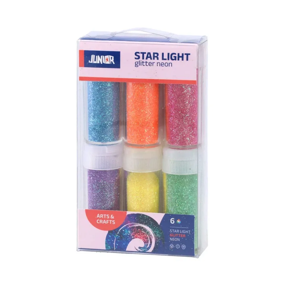 Pulbere cu sclipici Junior, culori neon, 6 buc.
