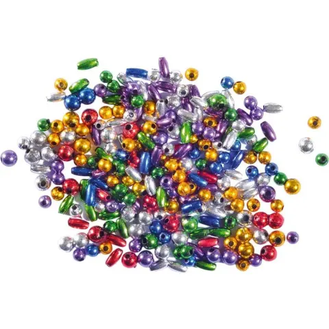 Mărgele Junior, metalice, 8 mm, 25 g, multicolore