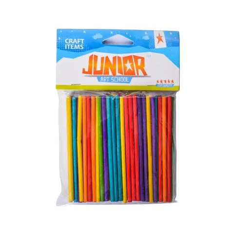 Bețișoare decorative din lemn Junior, colorate, 100 mm, 80 buc.